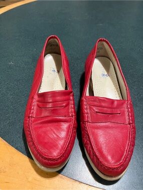 Red Leather Penny Loafers 8